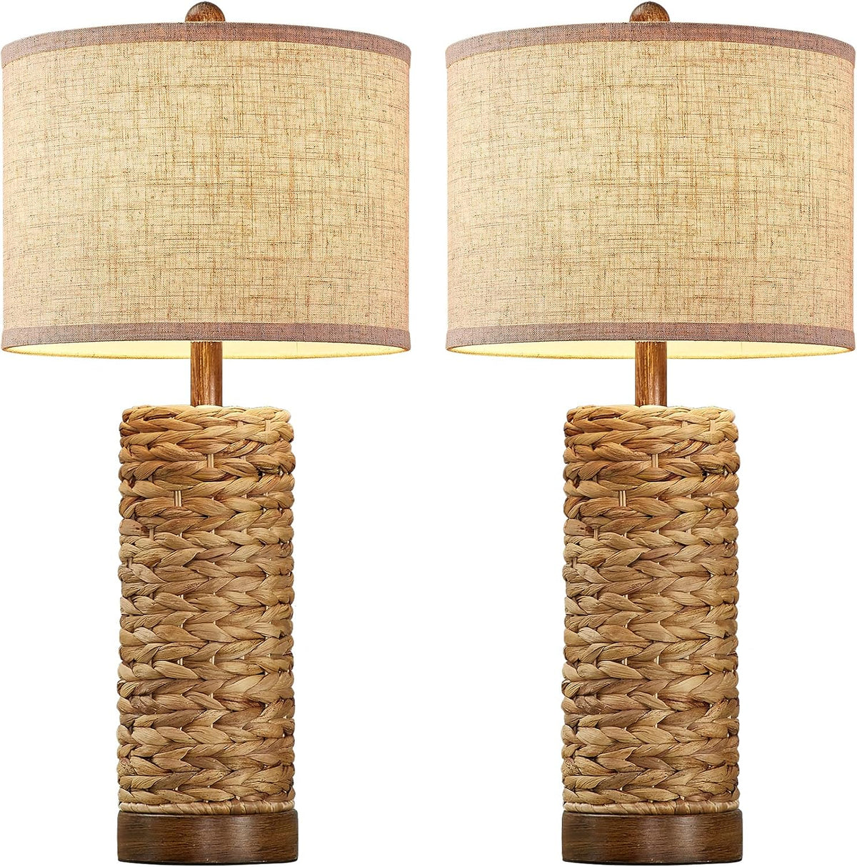 27.5'' Tall Natural Rattan Table Lamps Set of 2, Hand - Woven Wicker ...