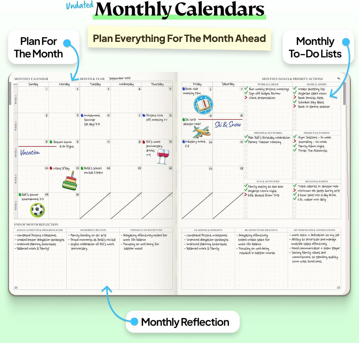 Roterunner Purpose Planner Notebook B5 7.5”x9.8” Undated Planner 2026 Daily W...