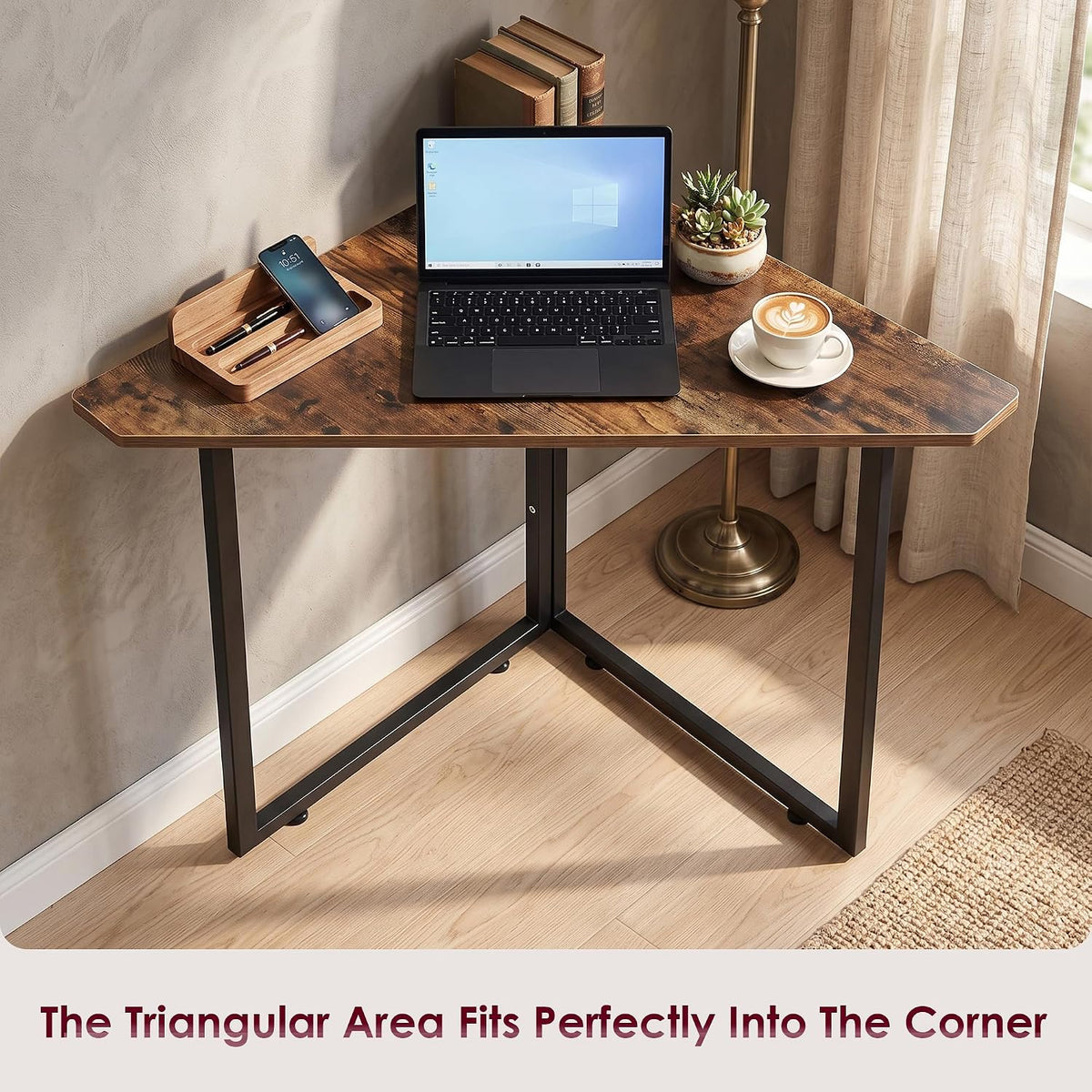 VECELO Corner Desk,Office Tables for Living Room for Small Space Triangle Com...