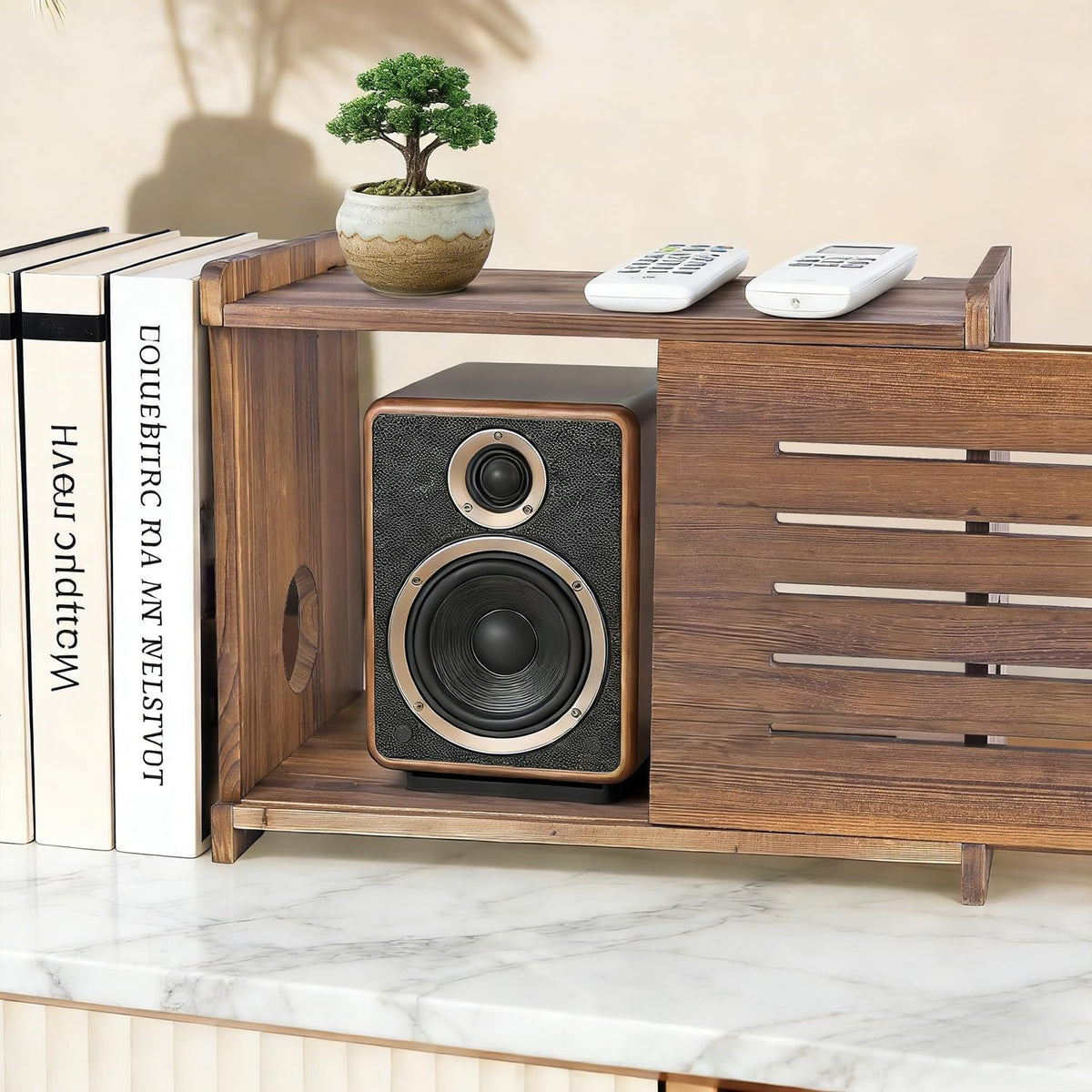 WiFi Box Hider Wood, Cable Organizer Storage Cabinet