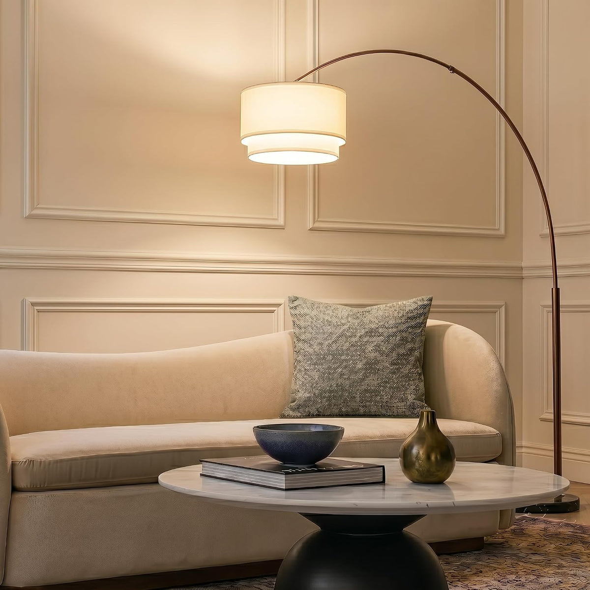 Brightech Mason Arc Floor Lamp - Modern Corner Standing Lamp with Unique Hang...