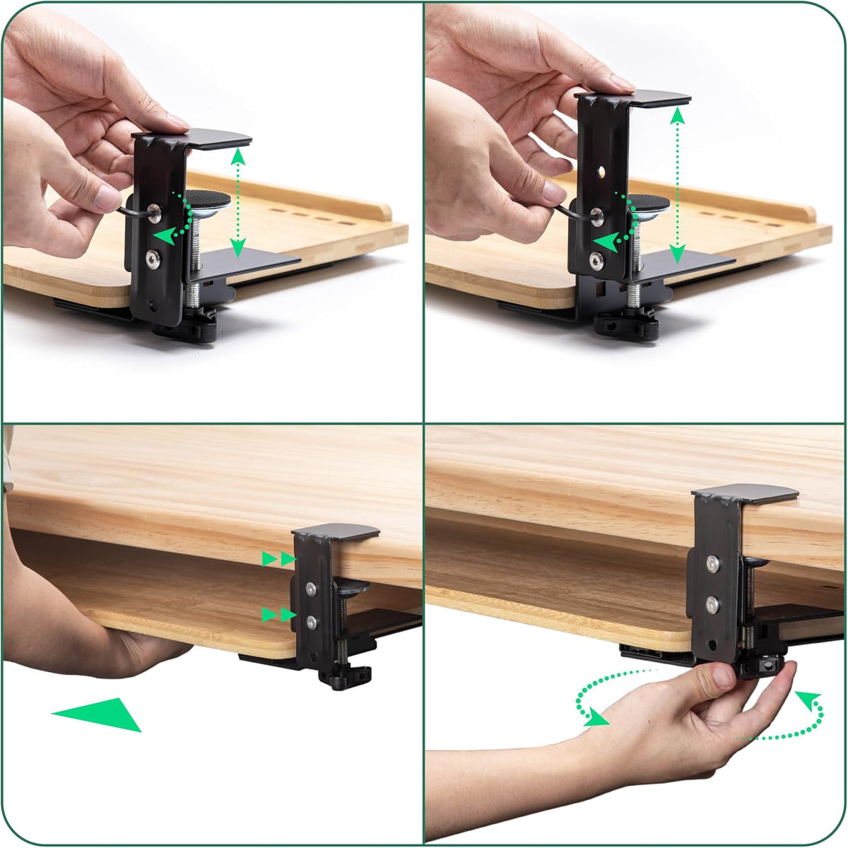D'vine Dev Keyboard Tray Under Desk with Wrist Rest, Bamboo Wood Keyboard...