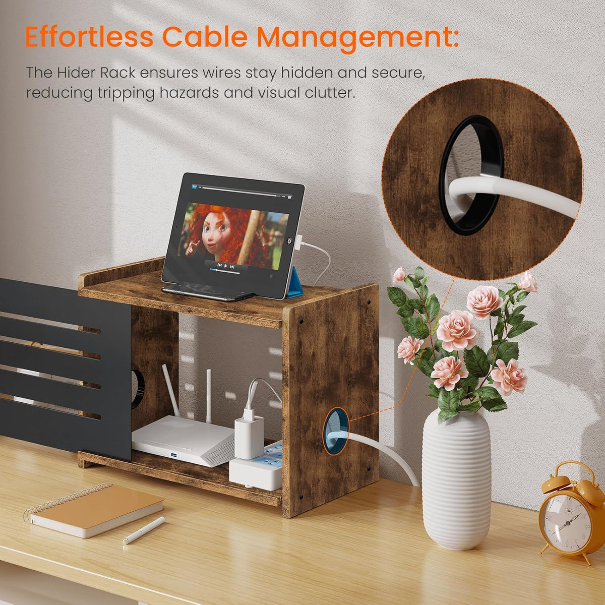 Homode Router Shelf, Wood Wifi Box Hider, Projector Shelf Stand, Router Modem...