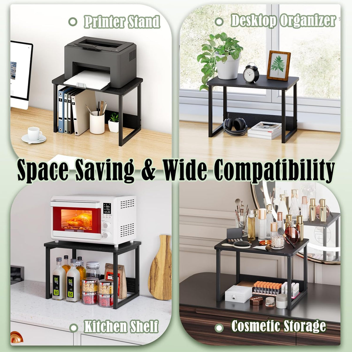 Printer Stand for Desk, 17.1"x12.4" Desktop Printer Stand Shelf Org...
