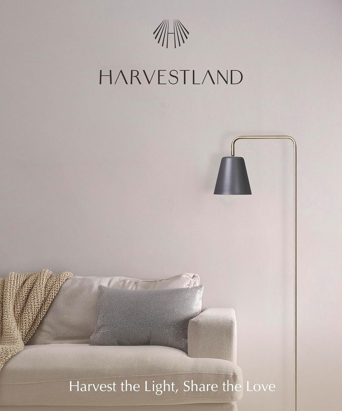 HarvestLand Steady Floor Lamp, Reading Lamp for Living Room, Grey Brass