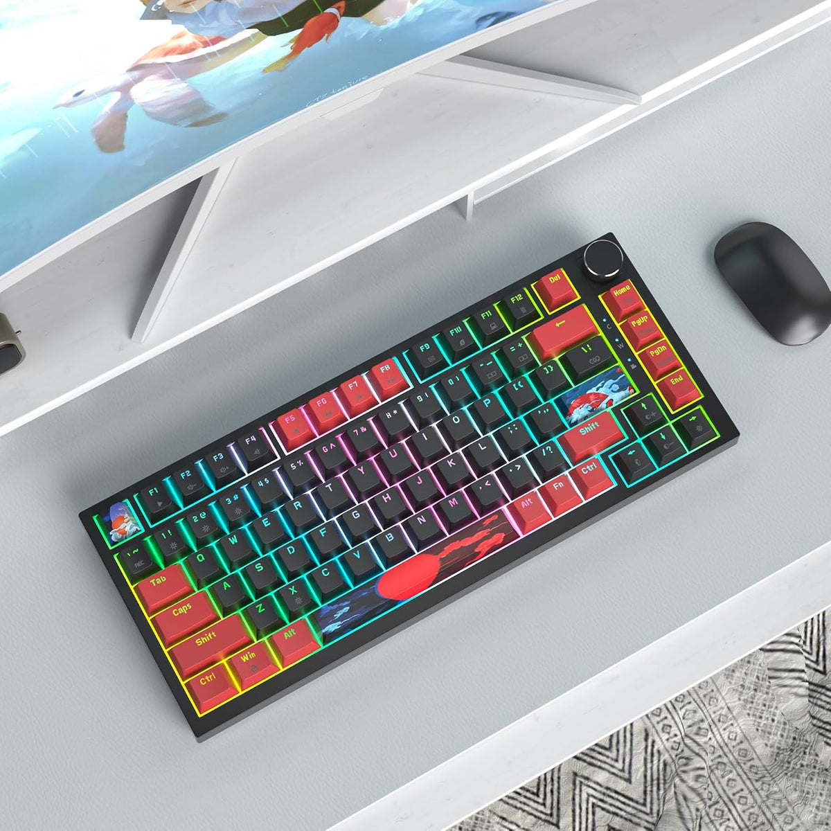 75% Mechanical Gaming Keyboard - Wired Gasket Mount TKL Hot Swappable RGB Bac...