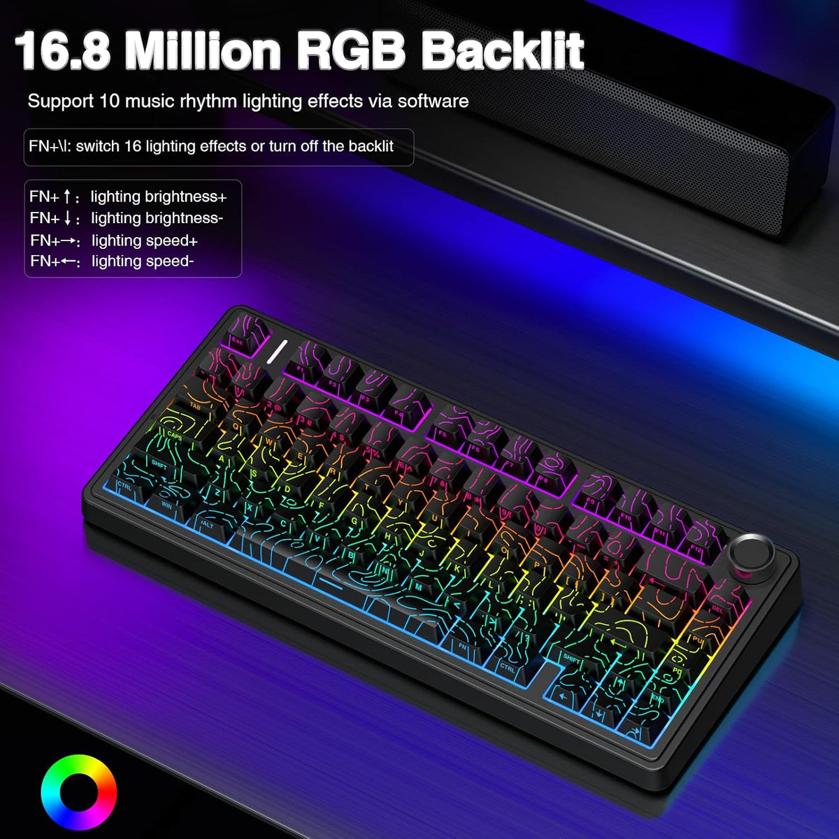 AULA F75 Pro Wireless Mechanical Keyboard with Knob,75% Hot Swappable Custom ...