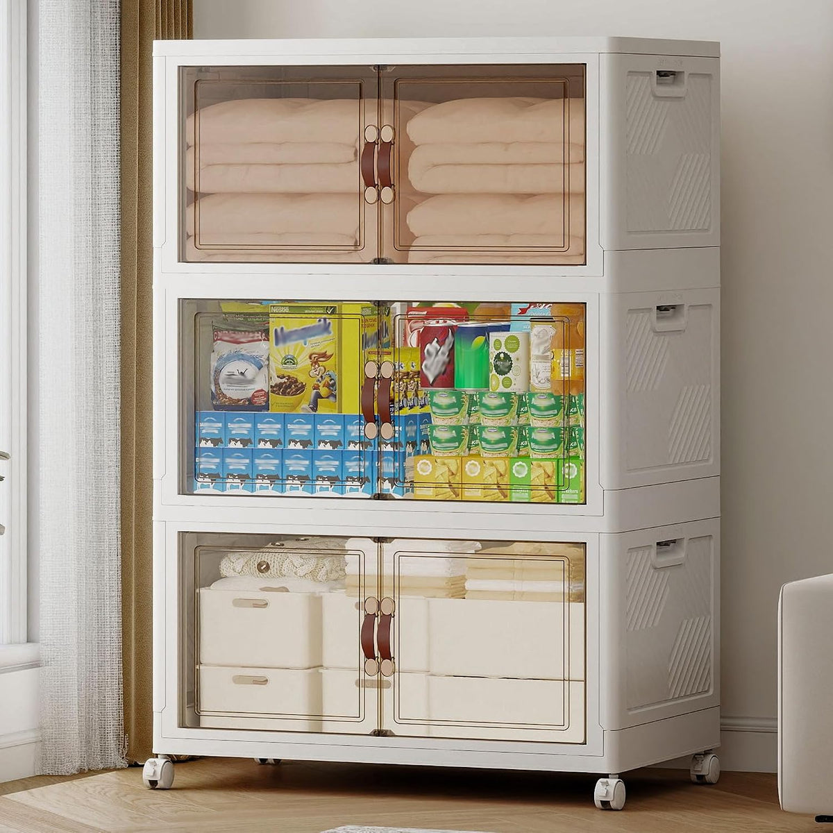 752QT Extra Large Stackable Storage Bins with Lids & Wheels