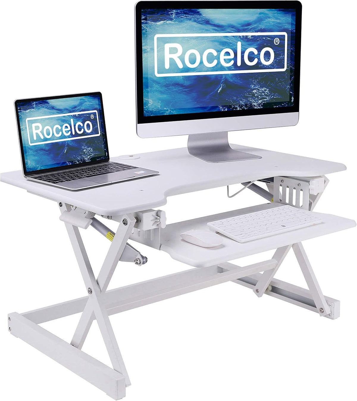 Rocelco 32" Height Adjustable Standing Desk Converter - Sit Stand Comput...