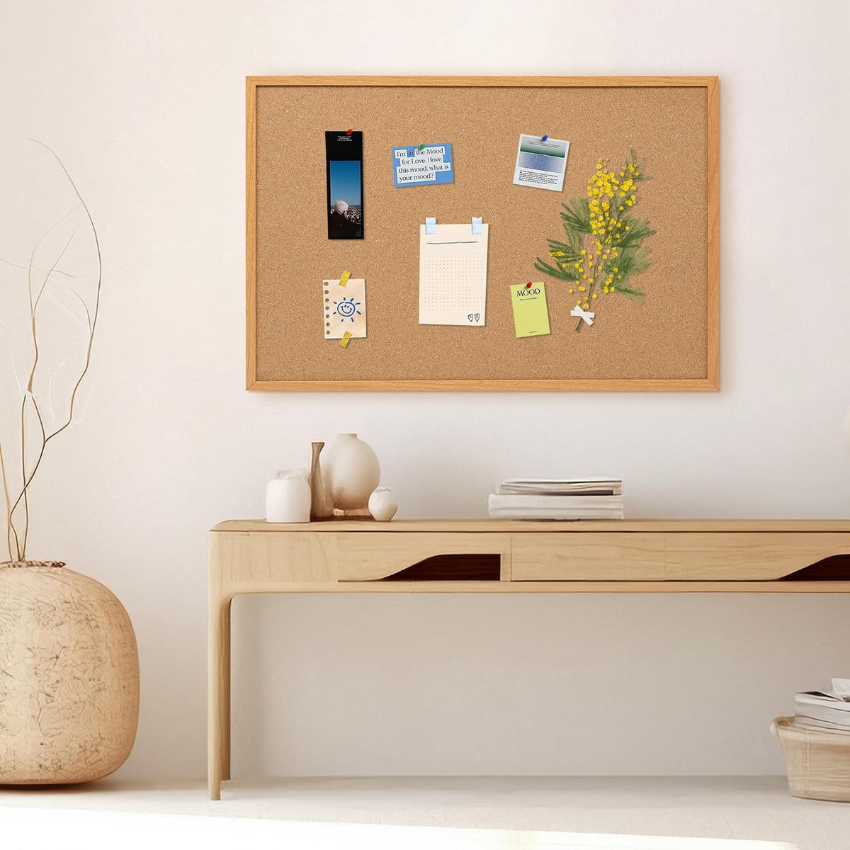 Cork Board Bulletin Board 24 x 36, Wood Framed Corkboard for Wall