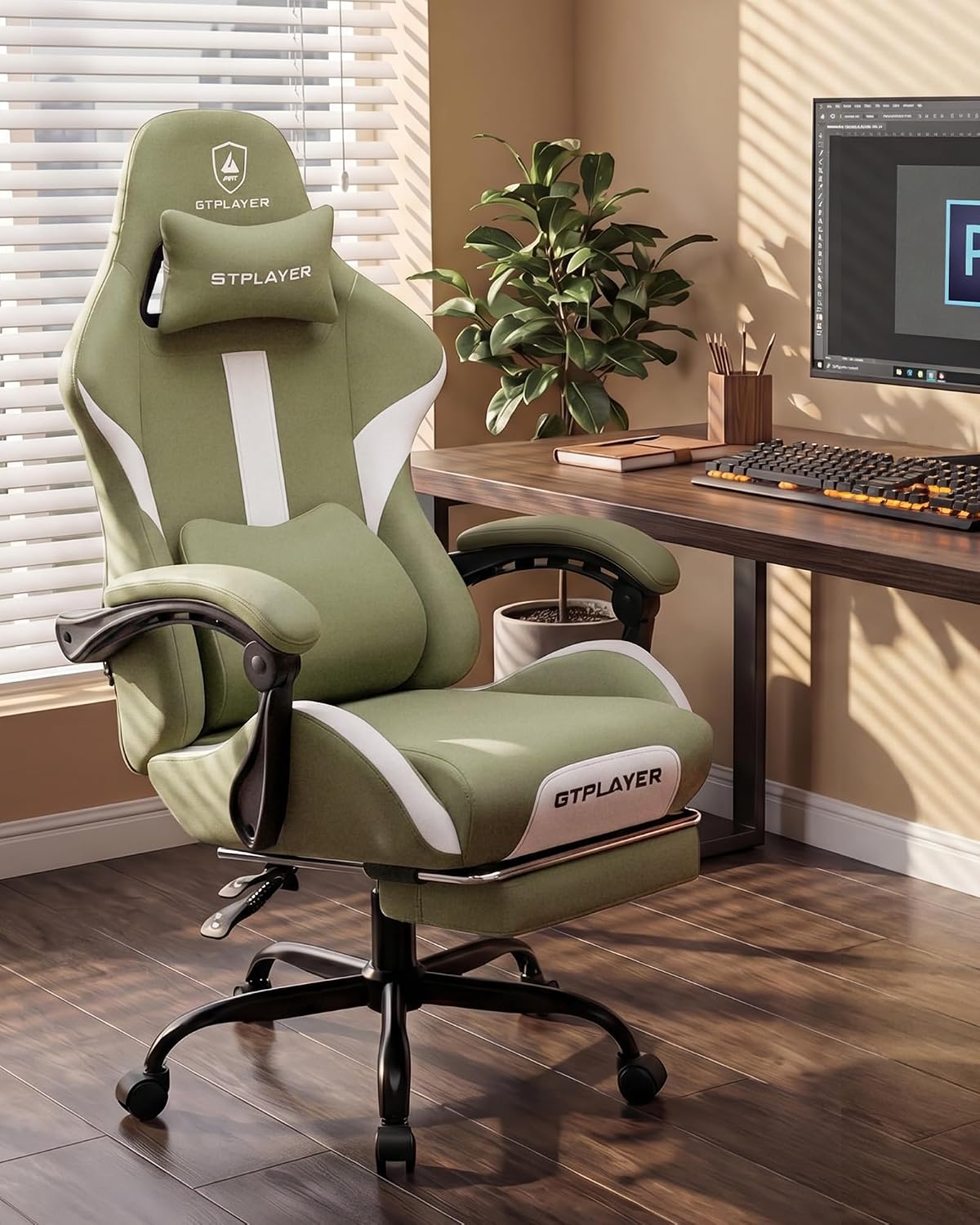 GTPLAYER Gaming Chair with Foot Rest & Pocket Spring Cushion, Ergonomic H...