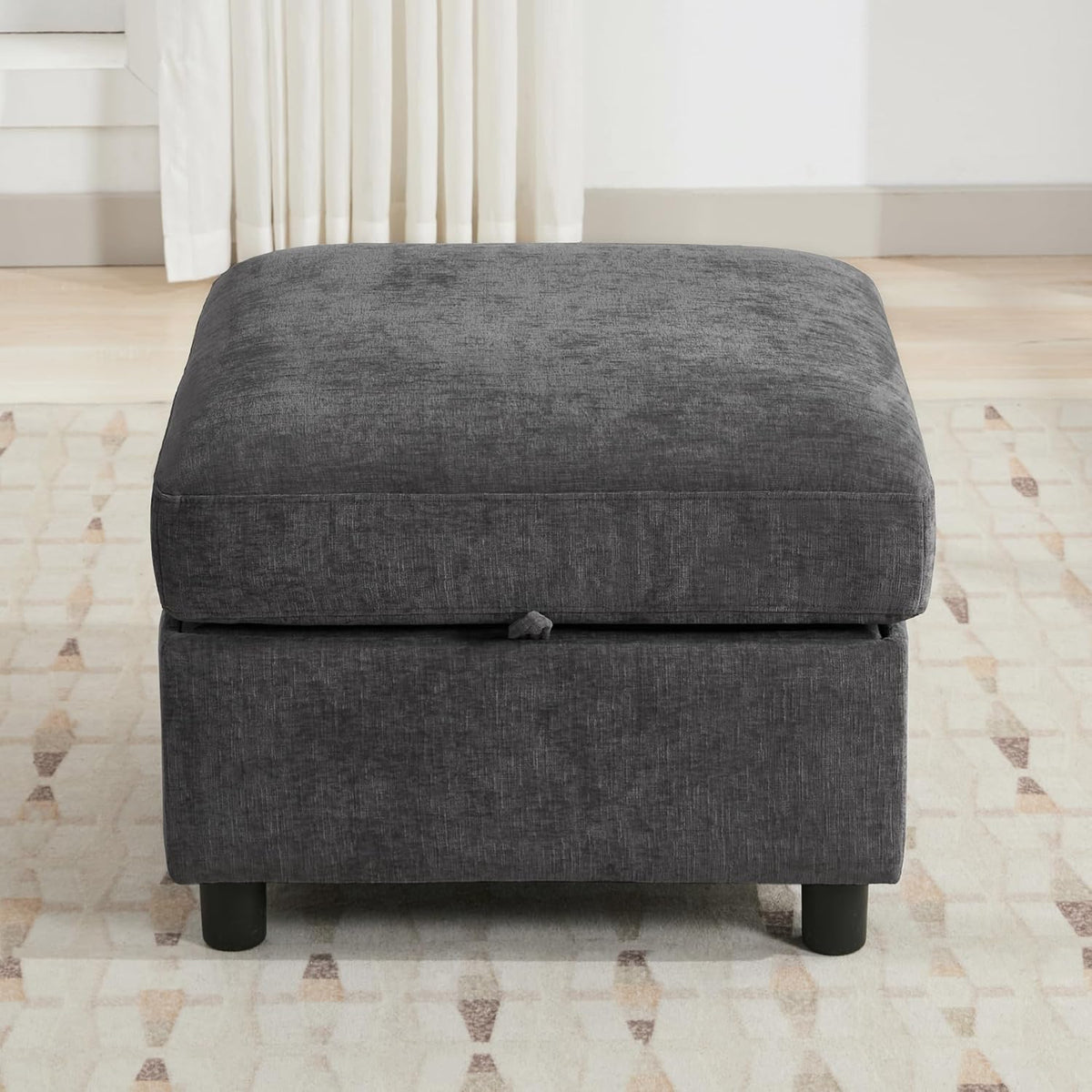 WUTUTUEE 25" Square Storage Ottoman for Modular Couch, Convertible Footr...