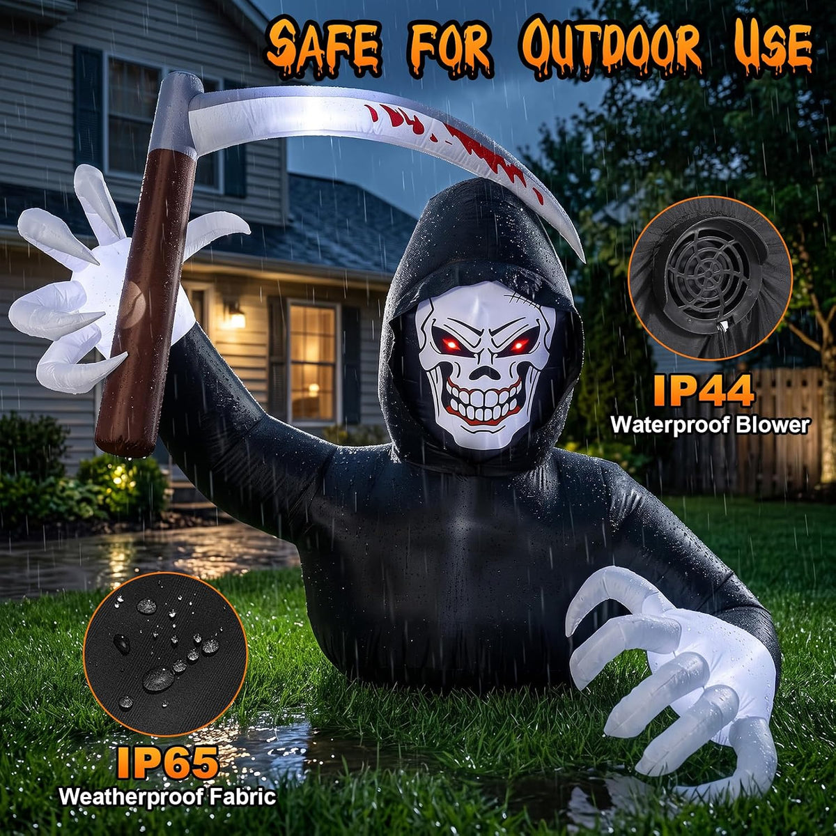 Luxspire 7.2FT Halloween Inflatable Outdoor, Inflatable Grim Reaper Decor