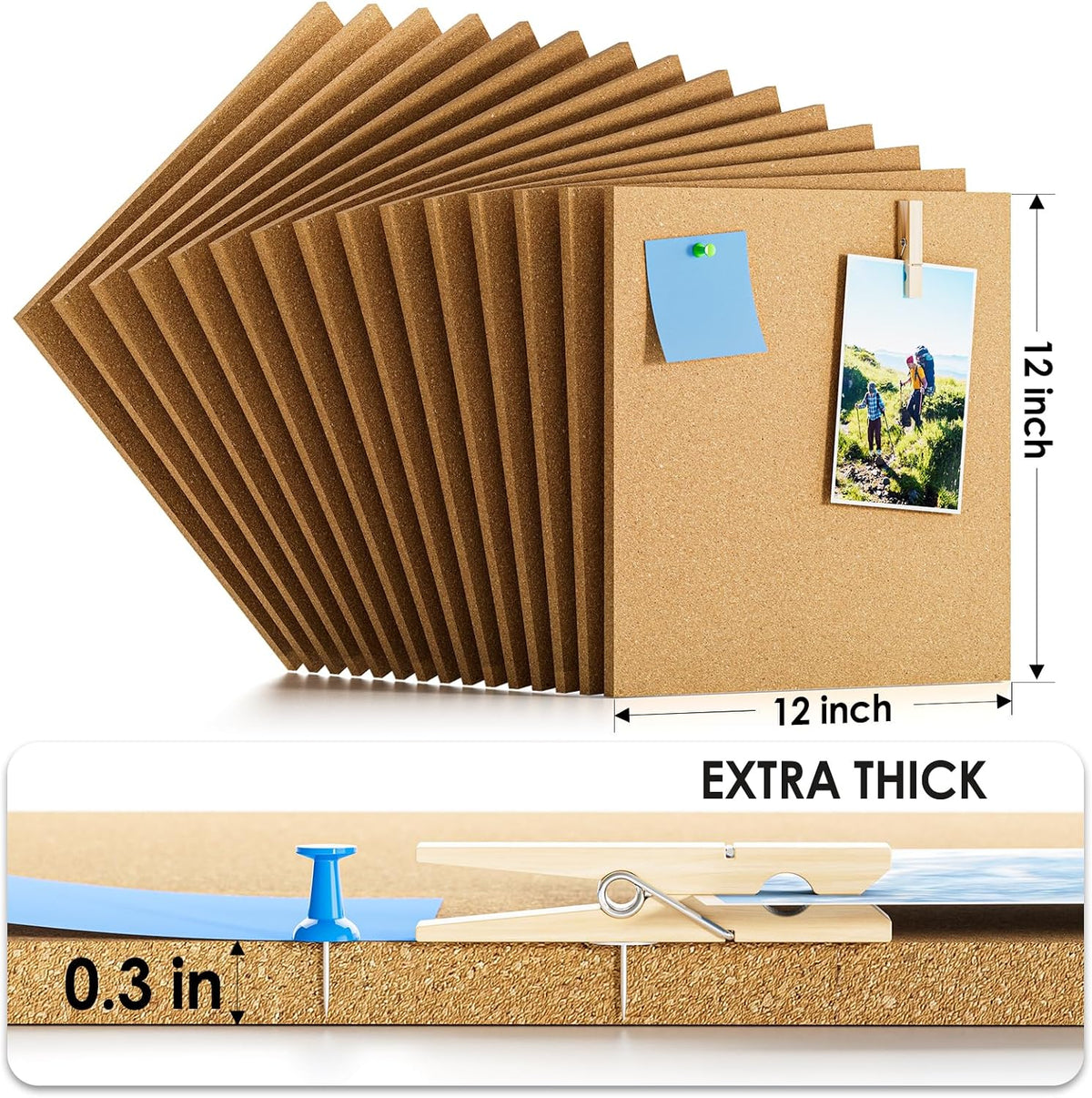 MaxGear 60" x 36" Large Cork Board for Wall, 15 Pack 12" x 12&...