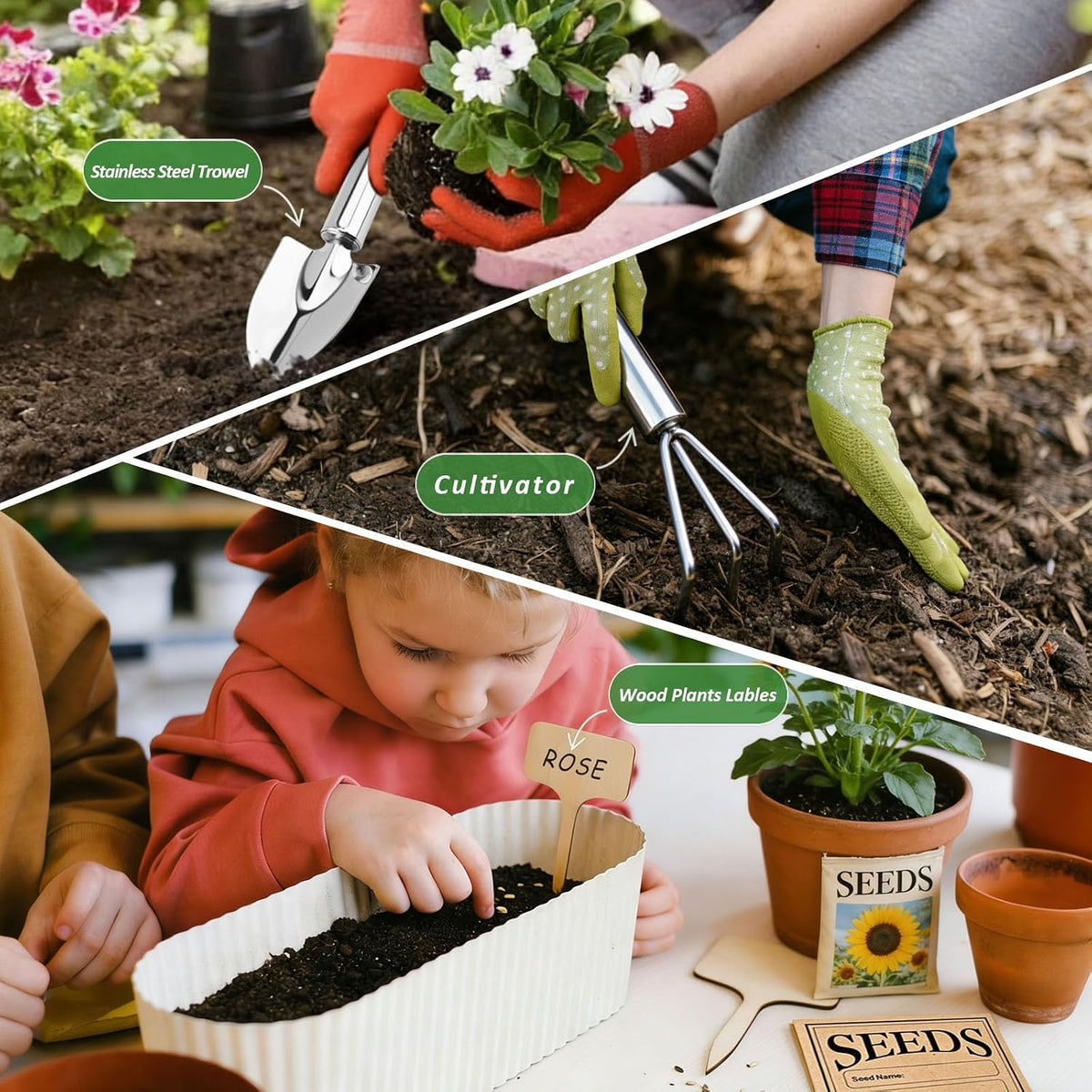Natural Bamboo Seed Storage Organizer Box, Garden Tools Saving Kit