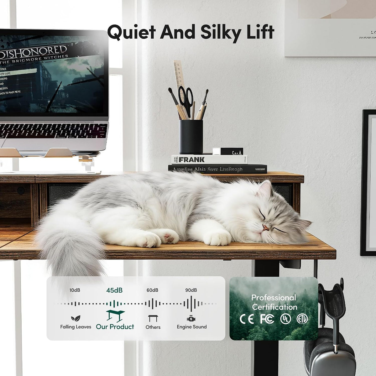 CubiCubi 63"x48" L Shaped Standing Desk with Drawers & Shelf, R...