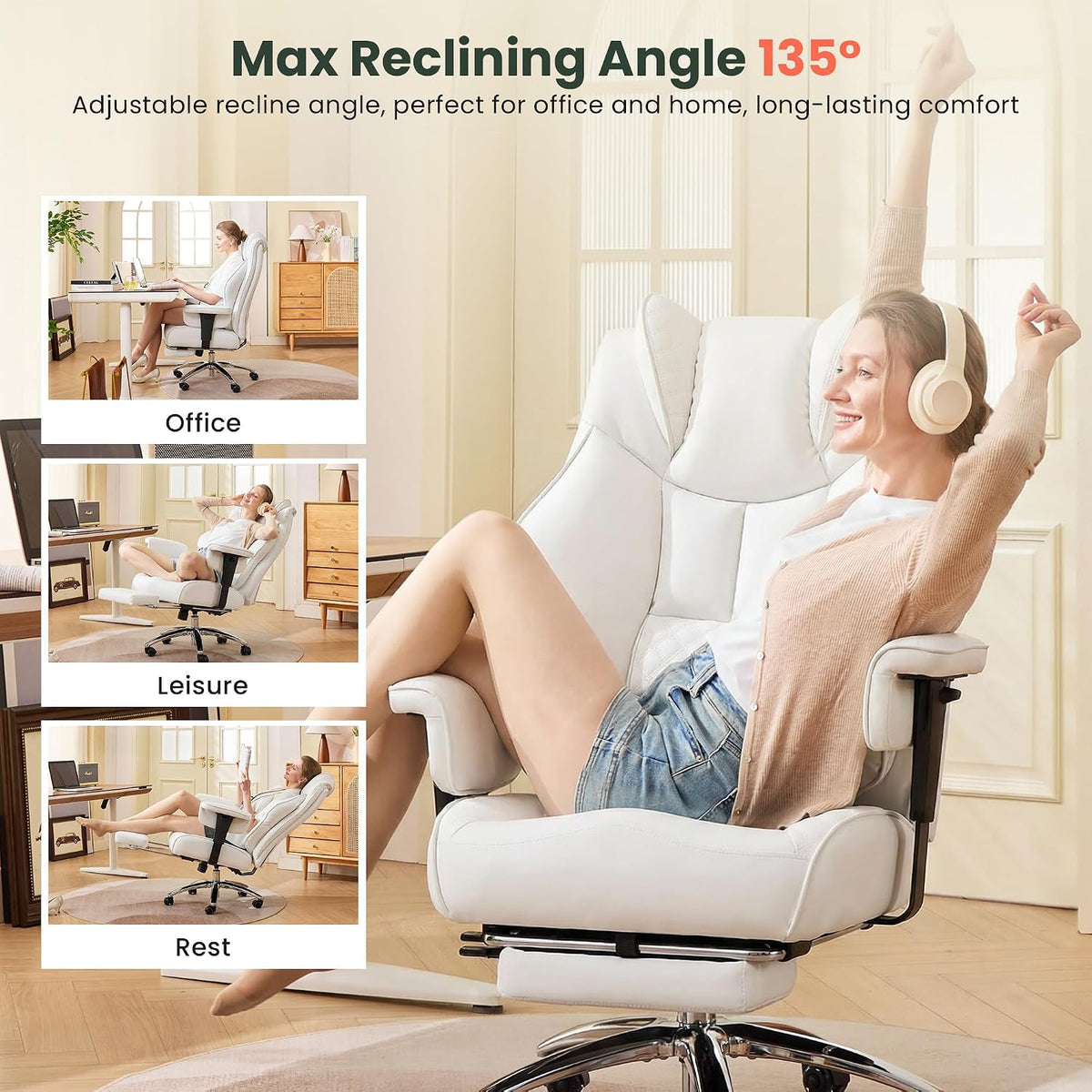 CIOMAN 500lbs Big and Tall Office Chair Adjustable Lumbar Support, Extra Wide...