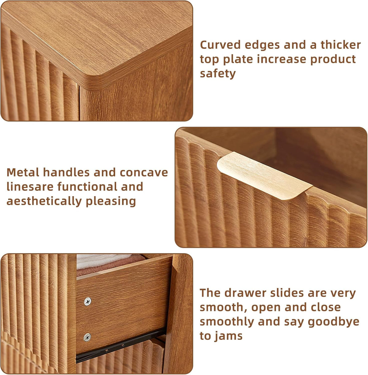 LEYAOYAO Fluted 5 Drawers Dresser for Bedroom, 41" Tall Modern Chest of ...