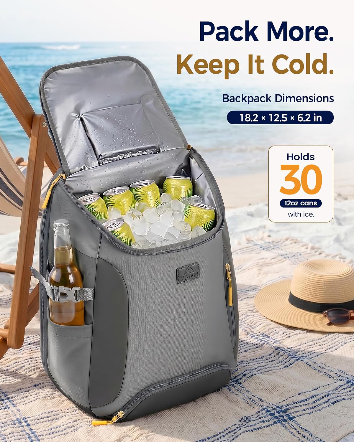 MATEIN HER Cooler Backpack for Women with Hook-and-Loop Top Lid for Beach