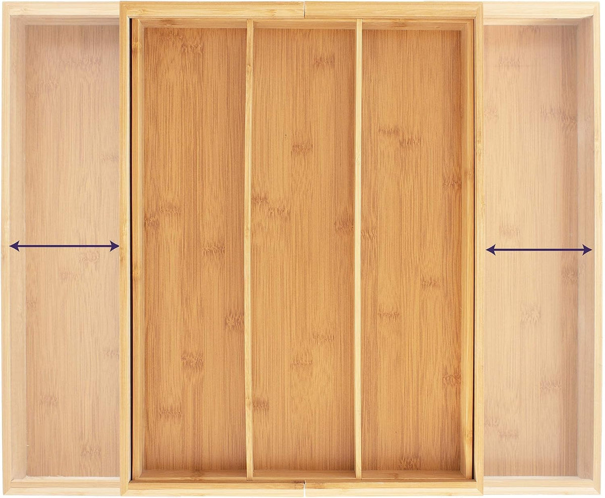 Totally Bamboo Expandable Kitchen Drawer Organizer, 13 to 22 in Wide