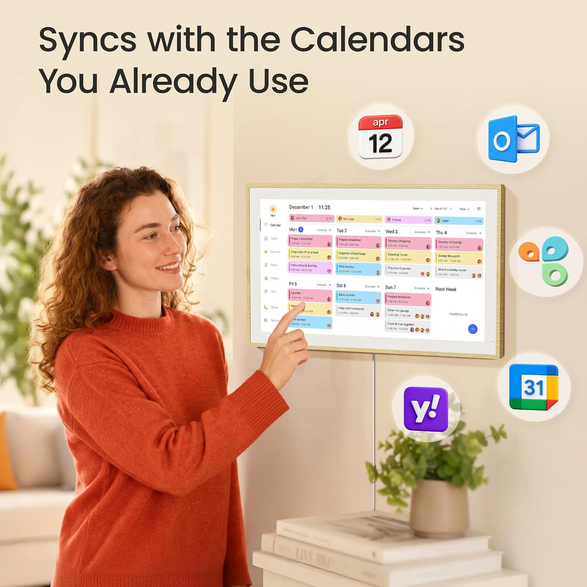 Dragon Touch 21.5 inch Digital Calendar Chore Chart – Digital Picture Frame, ...
