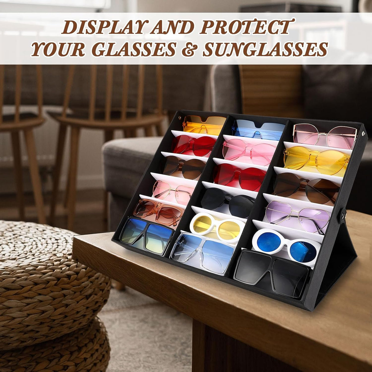 Soaoo 3 Pcs 18 Slot Sunglasses Organizer Storage Holder Eyeglasses Display Ca...