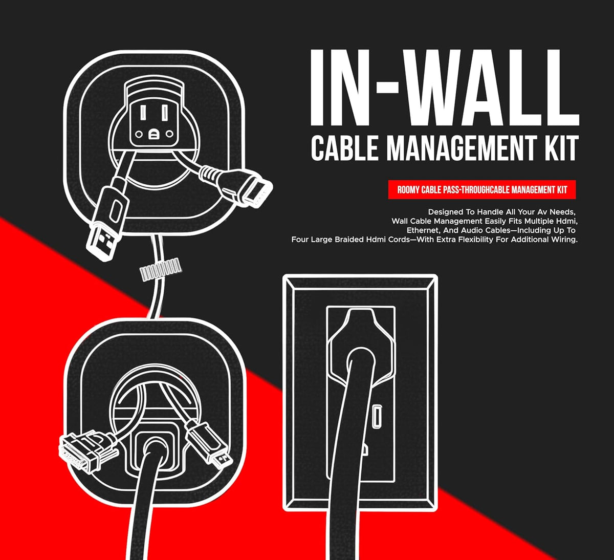in-Wall Cable Management Kit for Wall Mounted TV, TV Cord Hider Wall Kit with...