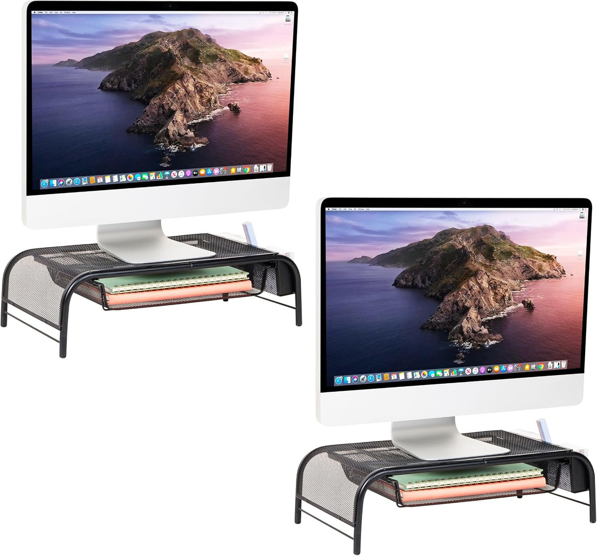 Mind Reader Monitor Stand, Ventilated Laptop Riser, Paper Tray, Office, Metal...