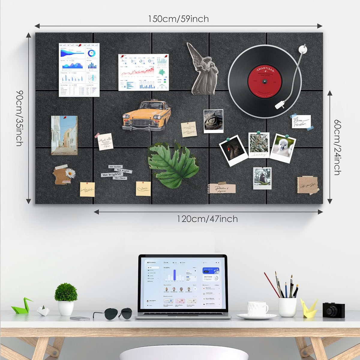 Large Bulletin Board 59" X 36" Cork Boards for Wall Alternative 15 ...