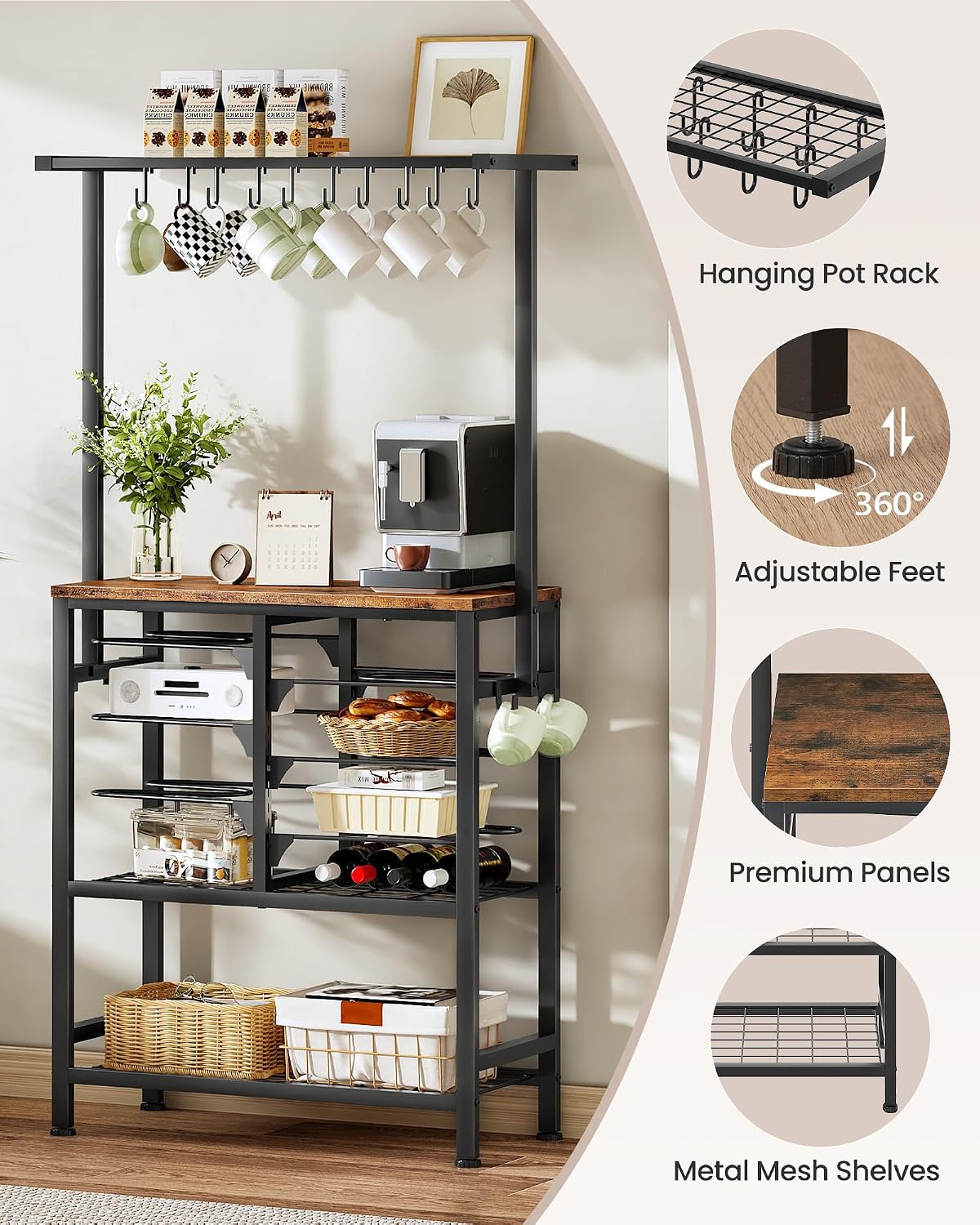 CHOEZON Pots and Pans Organizer Rack, Kitchen Bakers Rack, Multi-Tier Storage...