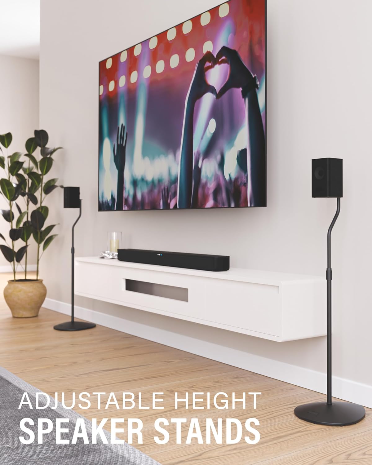 SANUS Height Adjustable Speaker Stands for Satellite & Bookshelf Speakers