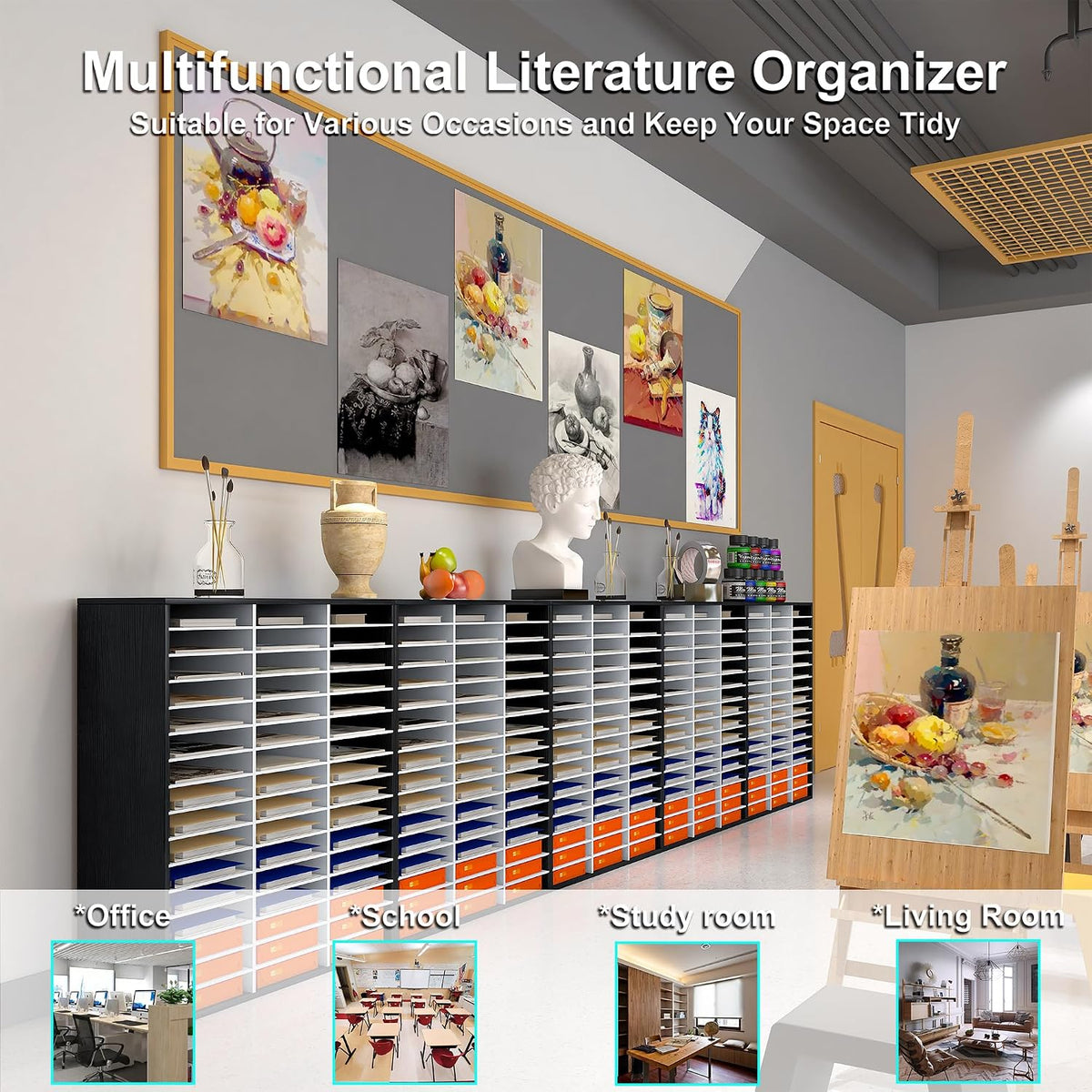 Mail Sorter Wood Literature Organizer, Student Mailbox for Classroom, Desktop...