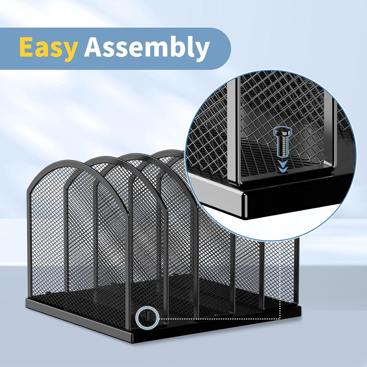 2 Pack Gawerk 5-Section Vertical Desktop Organizer, 5-Section Mesh File Folde...
