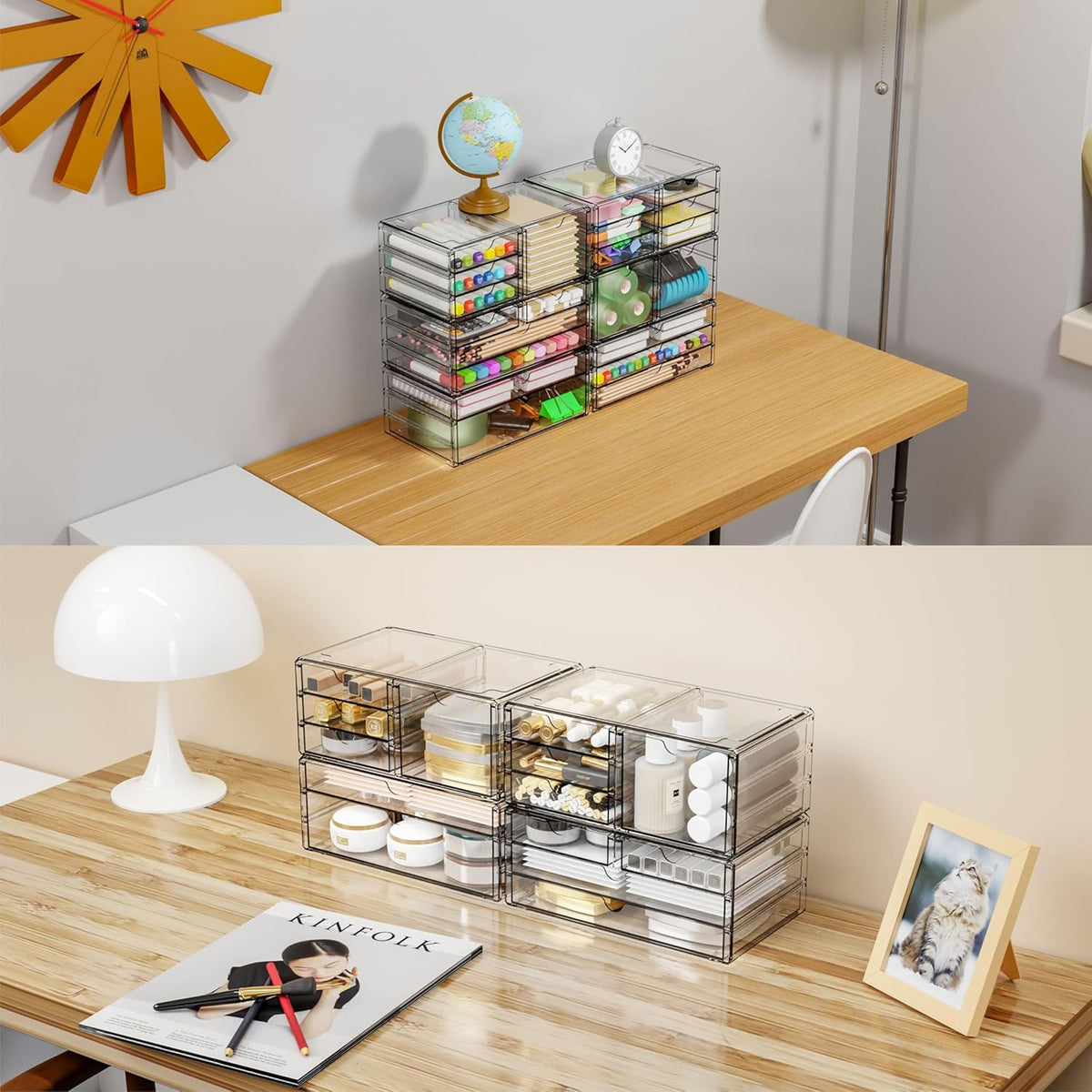 Yieach 3 Pack Clear Storage Drawers With 10 Drawers,Stackable 11.1” Large Acr...