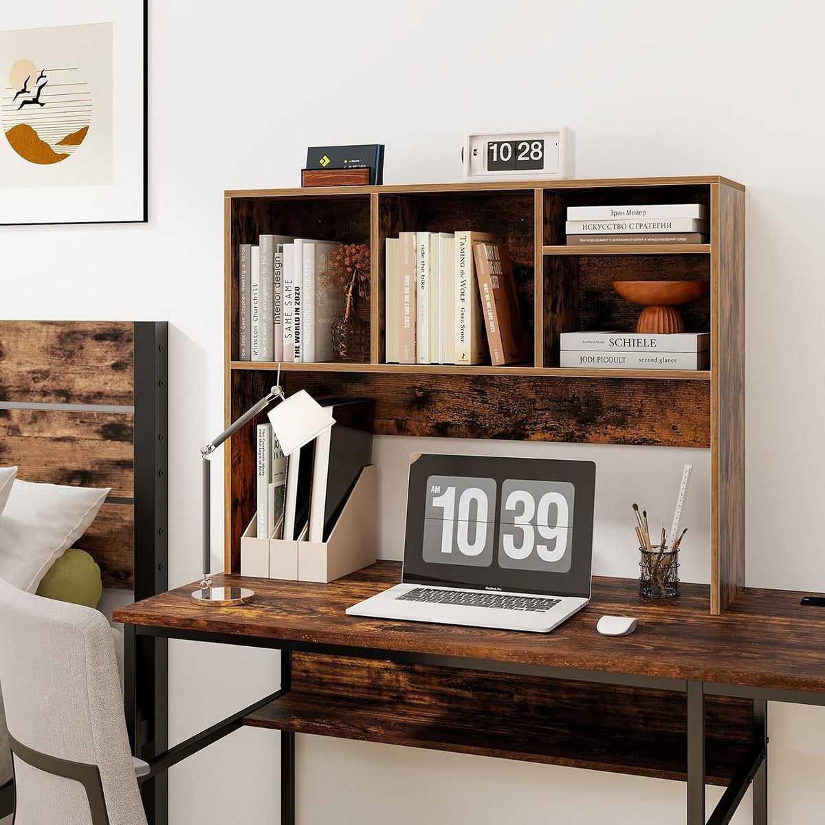 GOFLAME 4 Cubes Desktop Bookshelf, 37” Tabletop Wood Desk Shelf for Computer ...