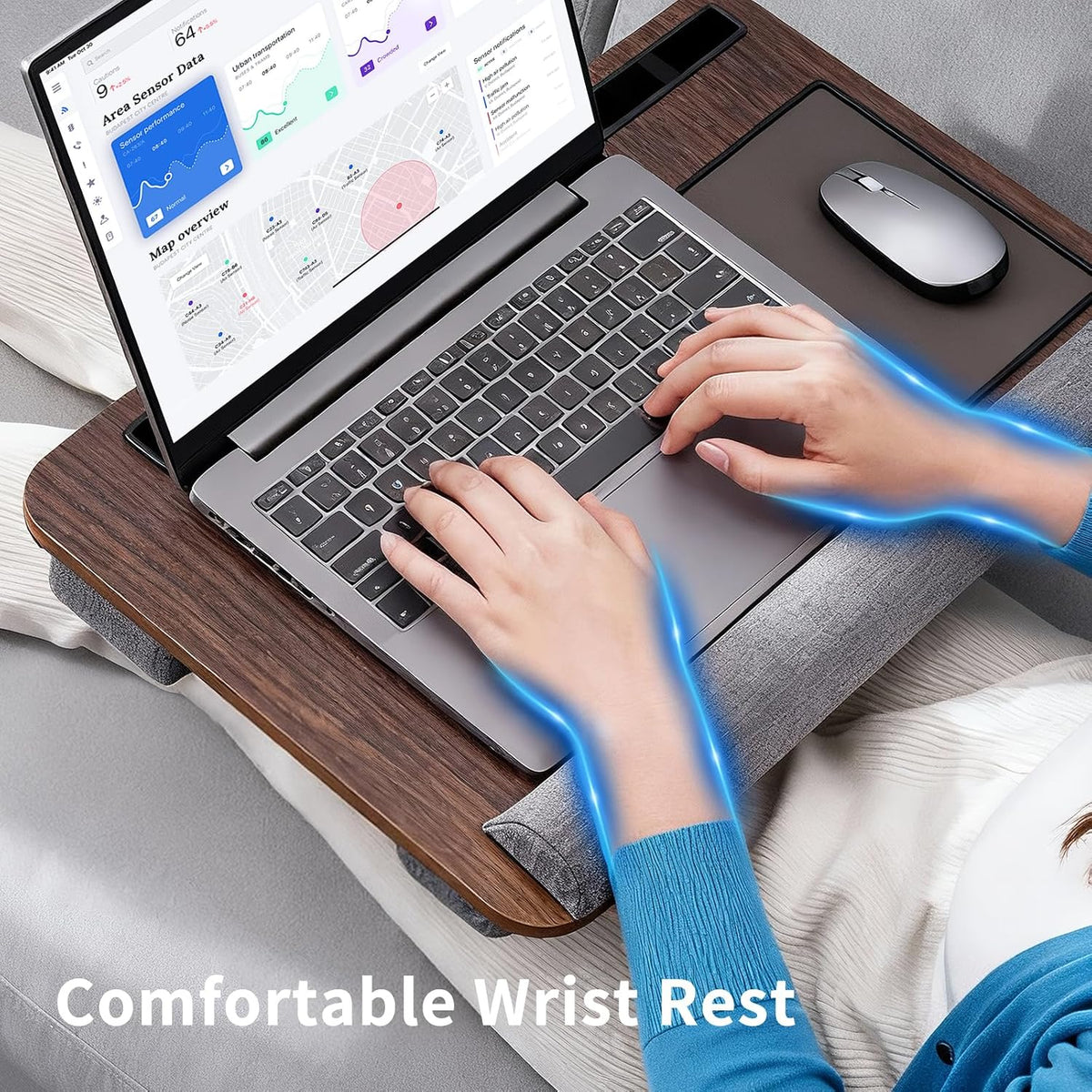 Home Office Lap Desk with Wrist Rest Wrist Rest, Mouse Pad, and Phone Holder ...