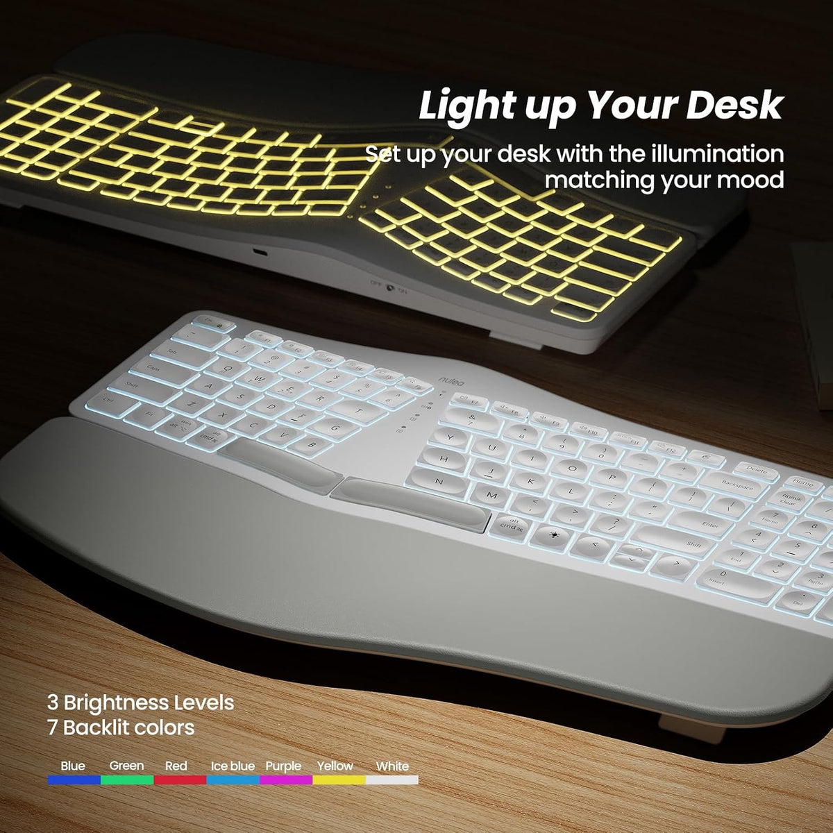 Nulea RT05 Wireless Ergonomic Keyboard, Split Keyboard with Wrist Rest, USB-C...