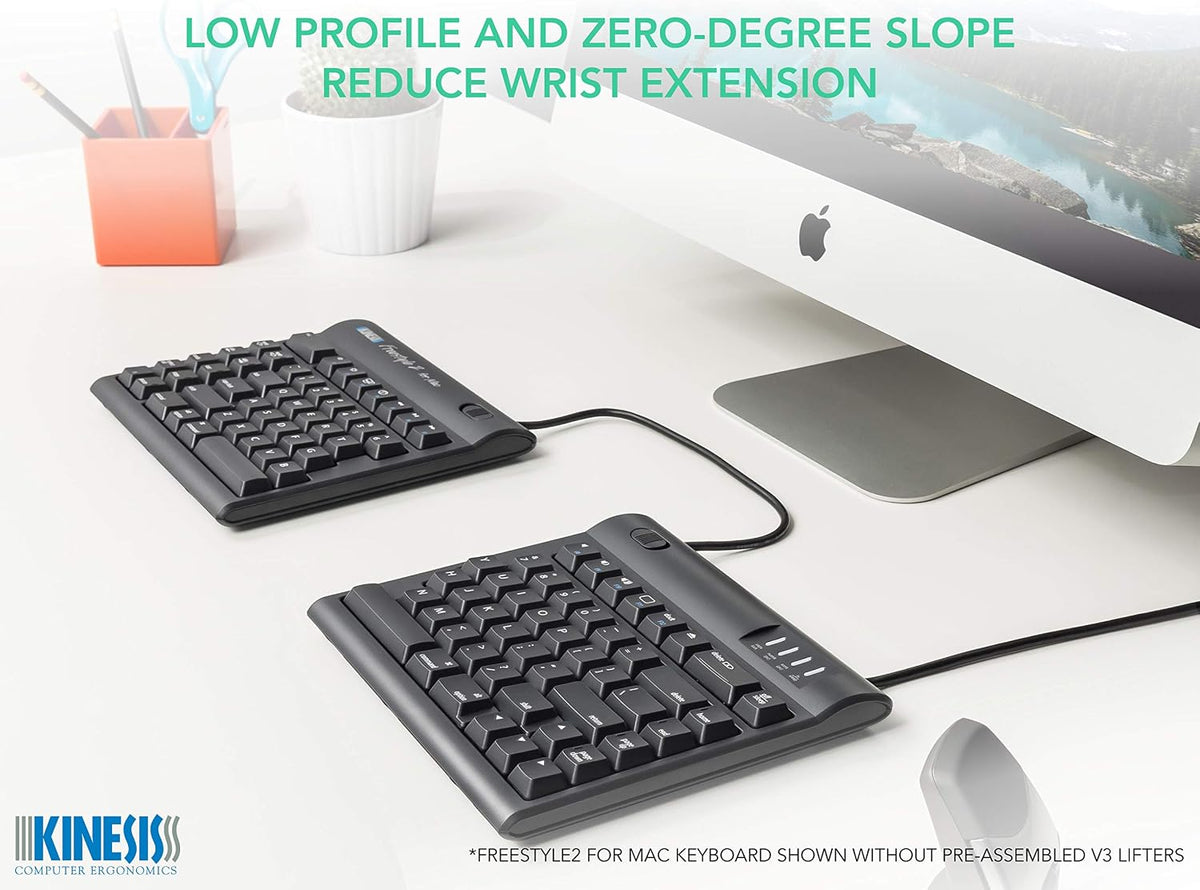 KINESIS Freestyle2 Ergonomic Keyboard w/ VIP3 Lifters for Mac (9" Separa...