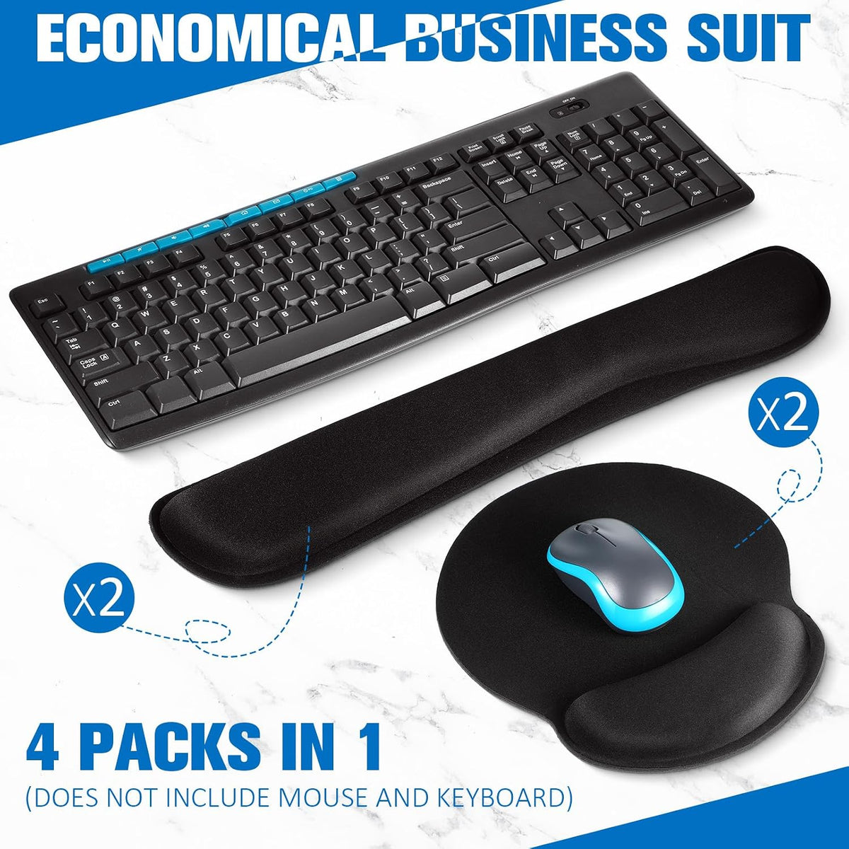 Yunsailing 8 Pcs Ergonomic Mouse Pad and Keyboard with Wrist Support Set