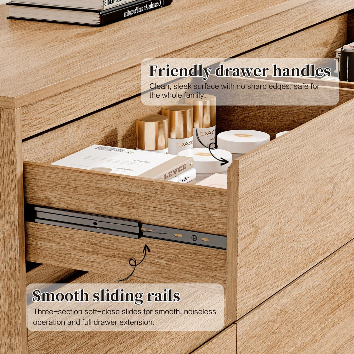 Chrangmay 6 Drawer Dresser,47.24" Wide Mid Century Chest of Drawers,Wood...
