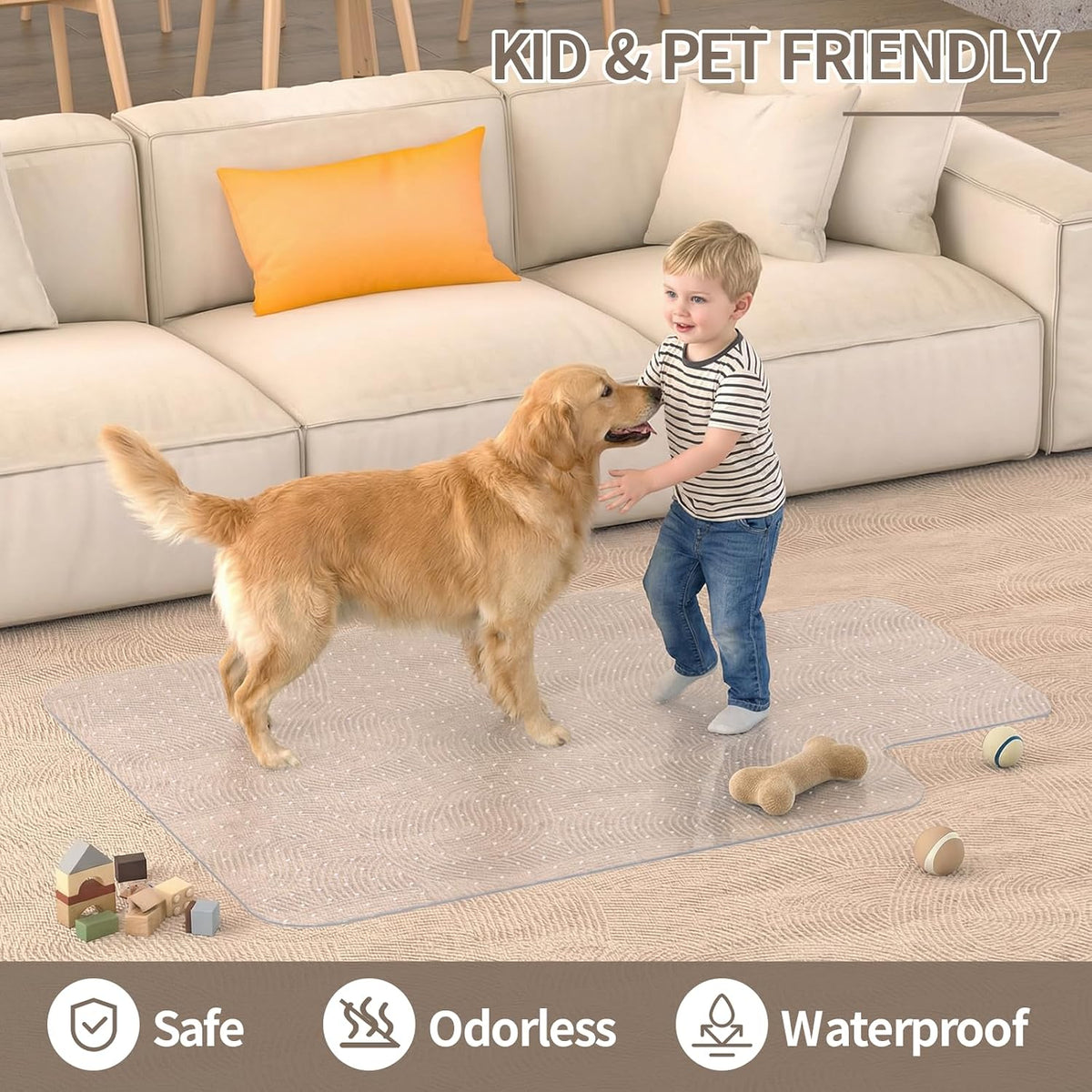 Office Chair Mat for Low Pile Carpet, 48"x60" Clear Smooth Glide wi...