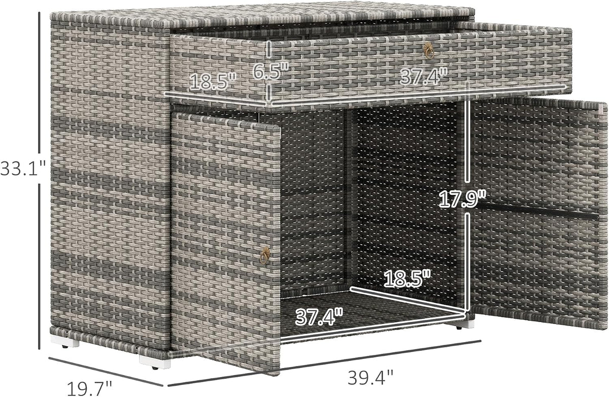 Outsunny Outdoor Storage Cabinet with Drawer Freestanding Gray