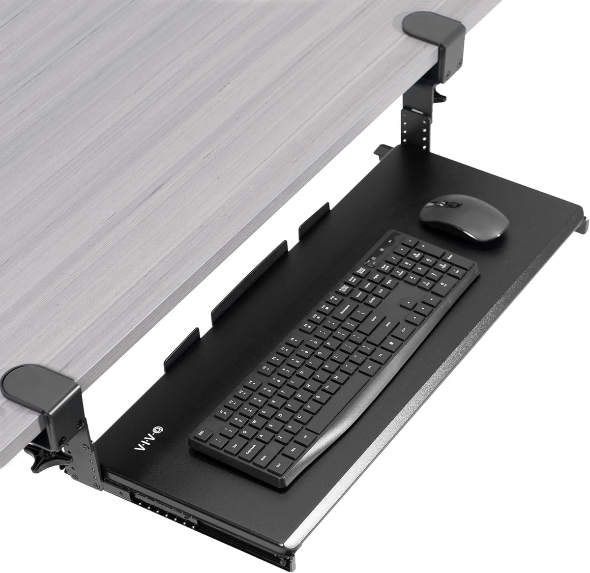 VIVO Black Clamp-on 27 x 11 in Adjustable Keyboard Tray, MOUNT-KB05HB