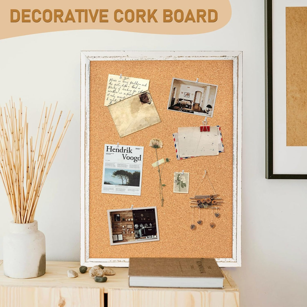 DOLLAR BOSS 36" x 24" Rustic White Cork Board