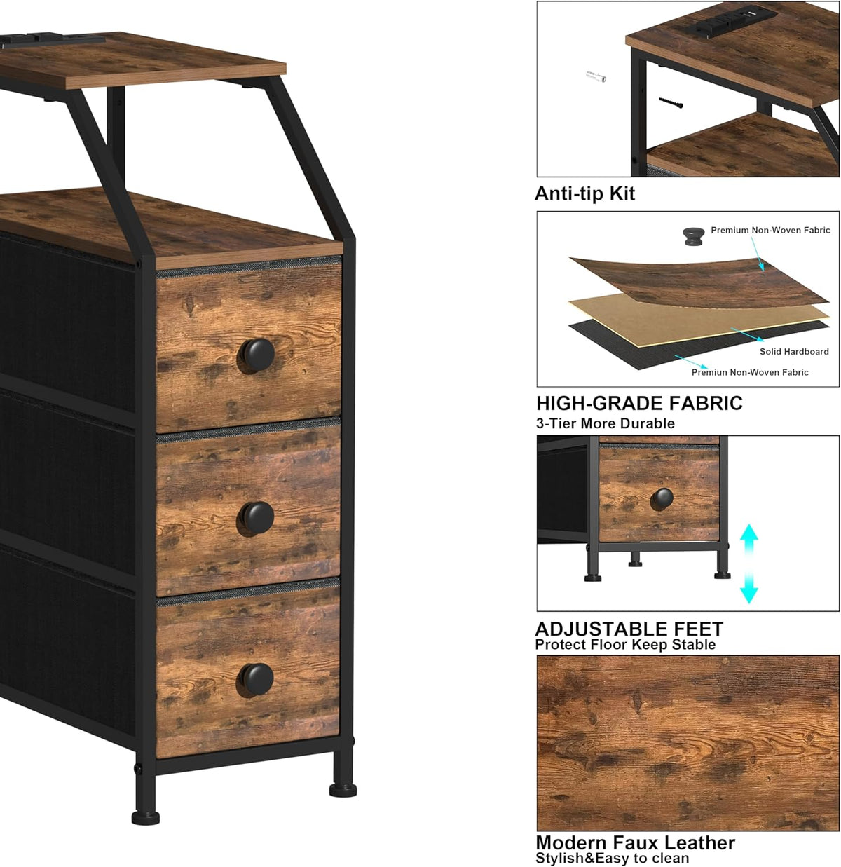 Tohomeor Narrow Dresser Tall Skinny Storage Tower Vertical Slim Chest of Draw...