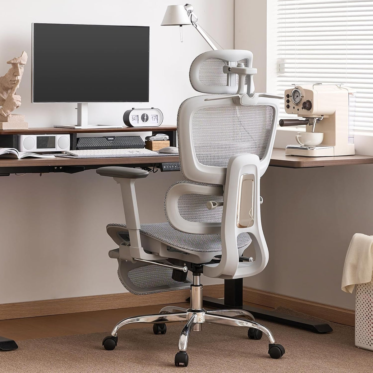Office Chair with Footrest, Ergonomic Chair with 3D Headrest, Computer Chair ...
