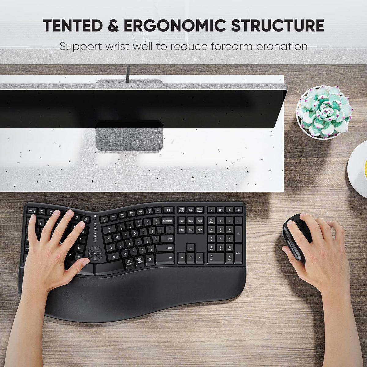 MEETION Ergonomic Keyboard and Mouse Combo, Split Design, Vertical Mouse