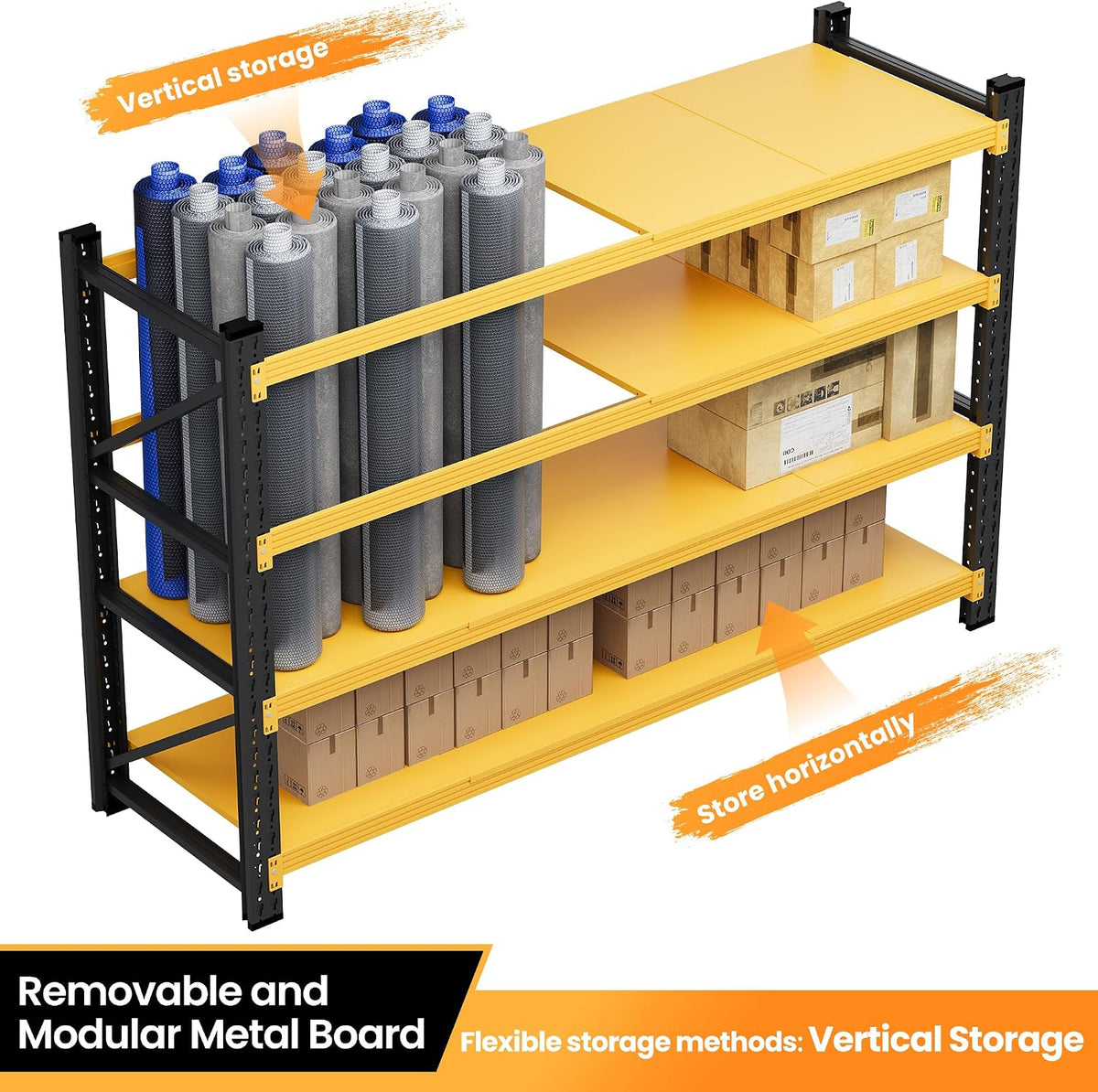 79” Wide Heavy Duty Metal Garage Shelving, Adjustable Storage Shelf