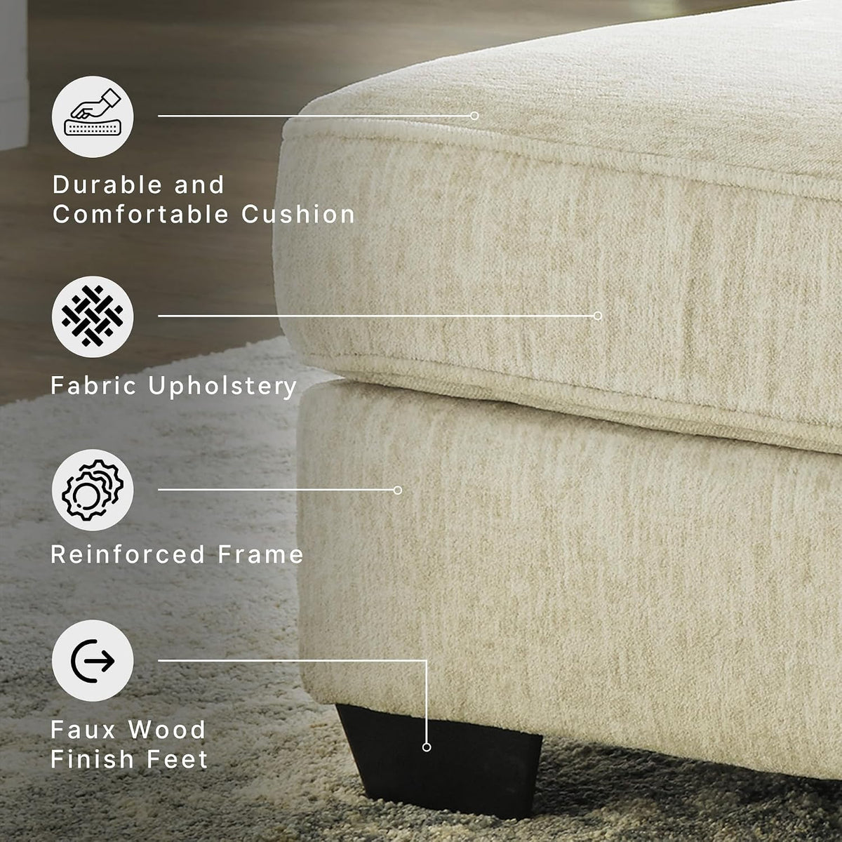 Signature Design by Ashley Oversized Square Ottoman Coffee Table, Beige