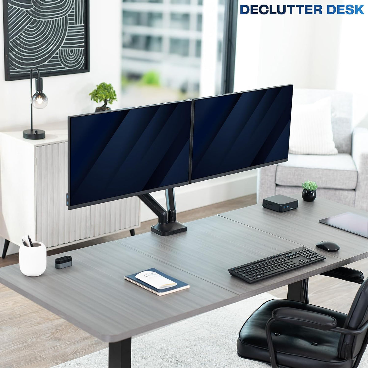 VIVO Dual Pneumatic Arm Ultra-Wide Monitor Mount for up to 35 inch Screens, H...